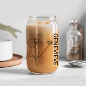 Oktober Geboorte Bloem Kosmos met Aangepaste Naam Blikvorm Glas