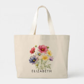 Oktober Geboorte Maand Bloem Gepersonaliseerd Cade Grote Tote Bag (Achterkant)