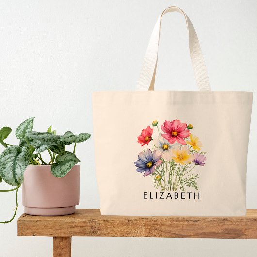 Oktober Geboorte Maand Bloem Gepersonaliseerd Cade Grote Tote Bag