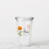 Oktober Geboorte Maand Bloem Marigold gepersonalis Acryl Drinkbeker (Achterkant)