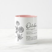 Oktober Geboorte Maand Bloem Marigold Minimalist Mok (Midden)