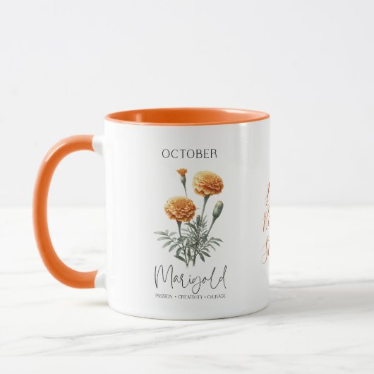 Oktober Geboorte Maand Bloem Marigold Verjaardagsc Mok (Links)