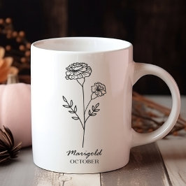 Oktober Geboorte Maand Bloem Monogram Koffiemok