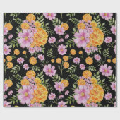 Oktober Geboorte Maand Bloemen Marigold Cosmos Cadeaupapier (Vlak)