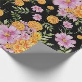 Oktober Geboorte Maand Bloemen Marigold Cosmos Cadeaupapier (Hoek)