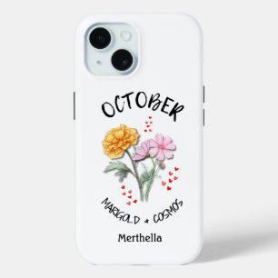 OKTOBER Geboortemaand Bloem Aangepaste naam Christ iPhone 15 Case