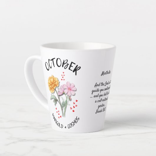 OKTOBER Geboortemaand Bloem Gepersonaliseerd Chris Latte Mok (Linkerhoek)