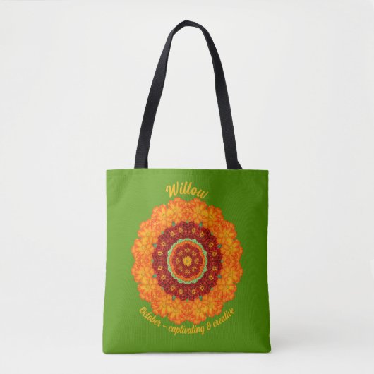Oktober Geboortemaand Bloem Gepersonaliseerde Bood Tote Bag (Voorkant)