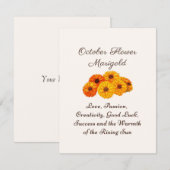 Oktober Geboortemaand Bloem Marigold Elegant (Voorkant / Achterkant)