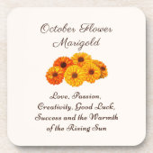 Oktober Geboortemaand Bloem Marigold Elegant Bier Onderzetter (Voorkant)