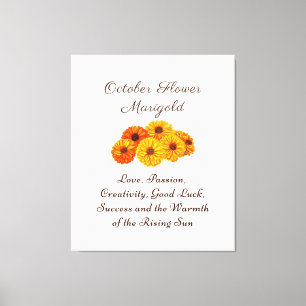 Oktober Geboortemaand Bloem Marigold Elegant Canvas Afdruk