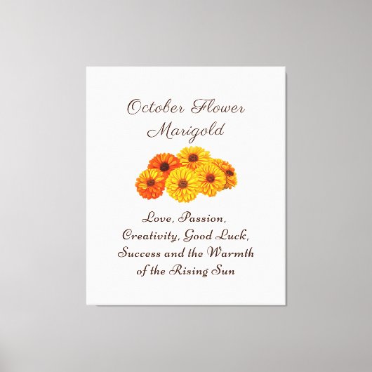 Oktober Geboortemaand Bloem Marigold Elegant Canvas Afdruk (Voorkant)