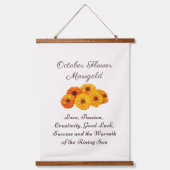 Oktober Geboortemaand Bloem Marigold Elegant Hangend Wandkleed (Voorkant)
