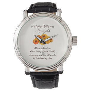 Oktober Geboortemaand Bloem Marigold Elegant Horloge