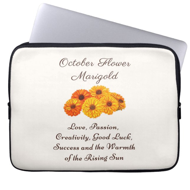 Oktober Geboortemaand Bloem Marigold Elegant Laptop Sleeve (Voorkant)