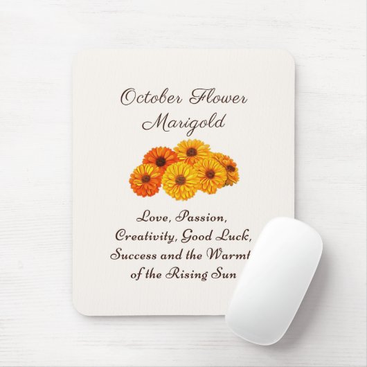 Oktober Geboortemaand Bloem Marigold Elegant Muismat (Met muis)