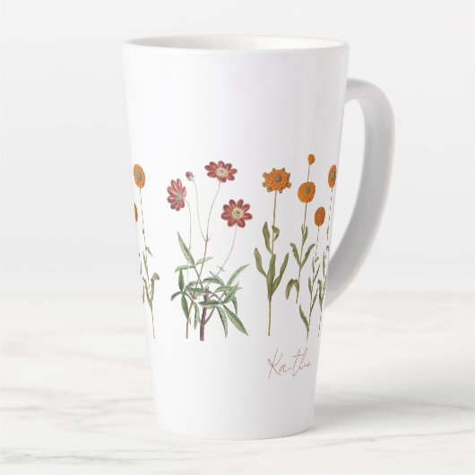 Oktober Geboortemaand Bloemen Latte Mok (Rechterhoek)