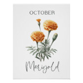Oktober Geboortemaand Fluweelbloem Bloemstuk Perfect Poster (Voorkant)