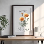 Oktober Geboortemaand Marigold Floral Perfect Poster<br><div class="desc">Oktober Geboortemaand Marigold Floral Poster</div>