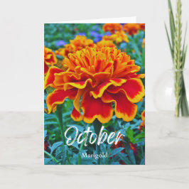 Oktober Geel Goud Marigold Geboorte Maand Bloem Kaart