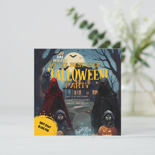 Oktober Geesten Kostuum Pompoen Halloween Party Kaart (Staand voorkant)