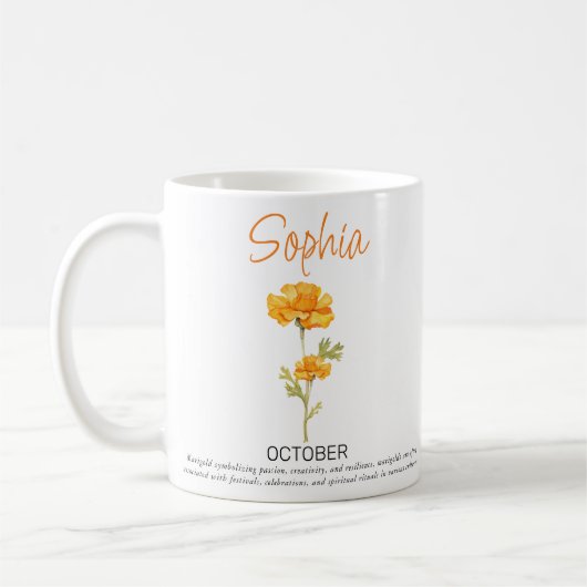 Oktober Gepersonaliseerde Geboorte Bloem Koffie Mo Koffiemok (Links)