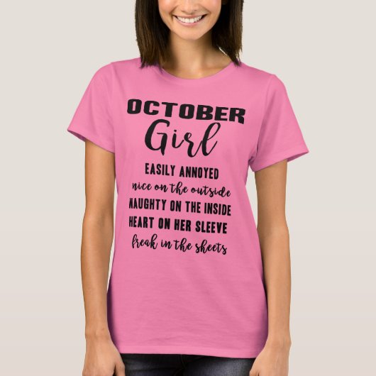 Oktober Girl Birthday Gift Funny Damt Shirt (Voorkant)
