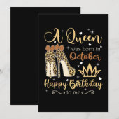 Oktober Girl Birthday Leopard op hoog niveau konin Save The Date (Voorkant / Achterkant)