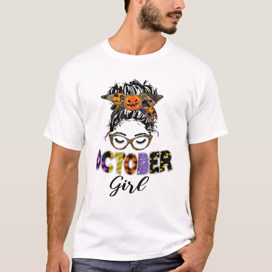 Oktober Girl Halloween Messy T-shirt (Voorkant)