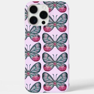 Oktober Glasvleugel Roze Vlinderpatroon iPhone 16 Pro Max Hoesje