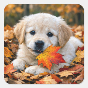 Oktober Goud Retriever Puppy Vierkante Sticker