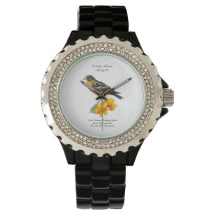 Oktober goudsbloem en vogelgeboorte horloge