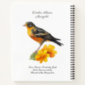 Oktober goudsbloem en vogelgeboorte notitieboek (Achterkant)