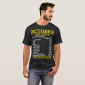 Oktober Guy Nutrition Facts Libra Scorpio verjaard T-shirt (Voorkant volledig)