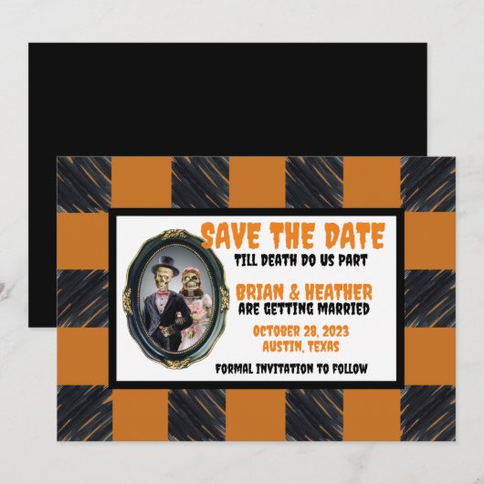 Oktober Halloween Bruiloft Save The Date Kaart (Voorkant / Achterkant)