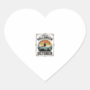 Oktober Halloween Verjaardag Vintage Heks Shirt De Hart Sticker