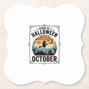 Oktober Halloween Verjaardag Vintage Heks Shirt De Kartonnen Onderzetters
