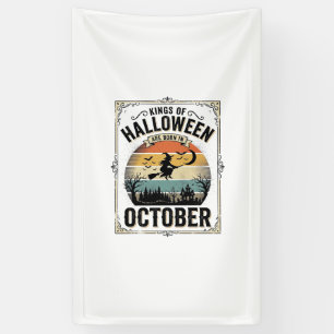 Oktober Halloween Verjaardag Vintage Heks Shirt De Spandoek