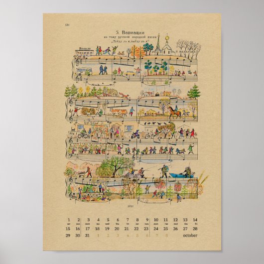 Oktober Happy Notes Kalender 2022 Poster (Voorkant)