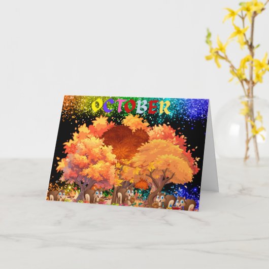 Oktober Herfst Wenskaart Kaart (Gele Bloem)