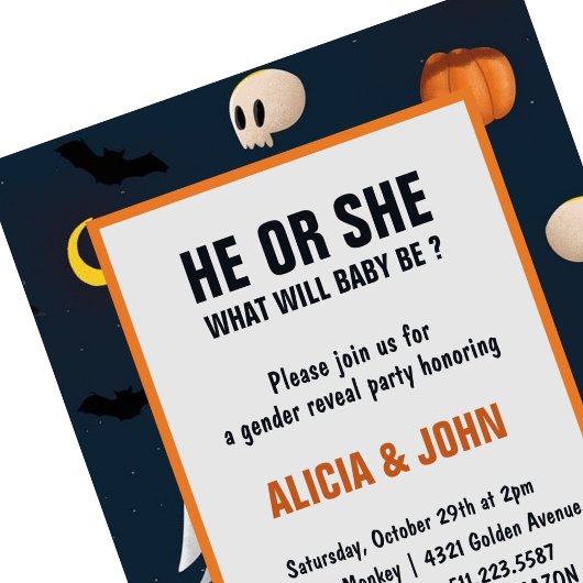 Oktober Hij of Zij Halloween geslachtsonthulling Kaart