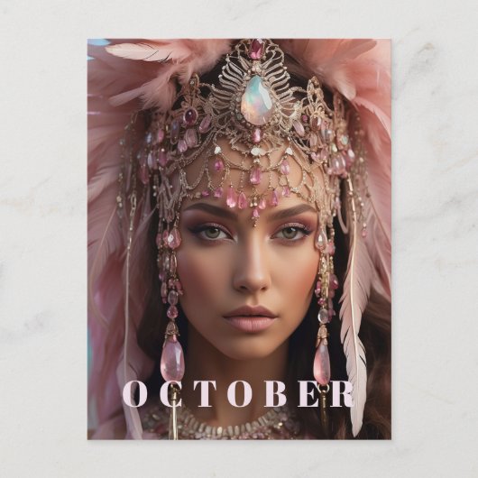 *~ OKTOBER Hoofddeksel TOERMALIJN OPAL AP53 Briefkaart (Voorkant)