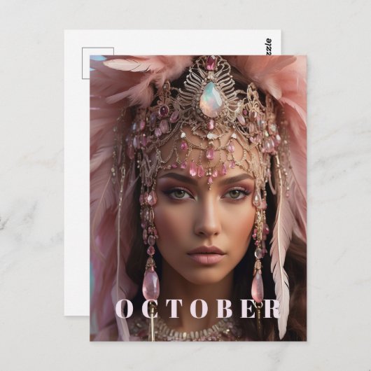 *~ OKTOBER hoofddeksel TOURMALIJN OPAL AP53 Briefkaart (Voorkant / Achterkant)