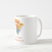 Oktober hoofdgeboortebloem Marigold mok (Voorkant rechts)