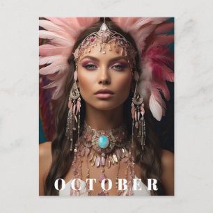 *~ OKTOBER Hoofdtooi Vrouw Godin OPAL AP53 Briefkaart
