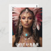 *~ OKTOBER Hoofdtooi Vrouw Godin OPAL AP53 Briefkaart (Voorkant / Achterkant)