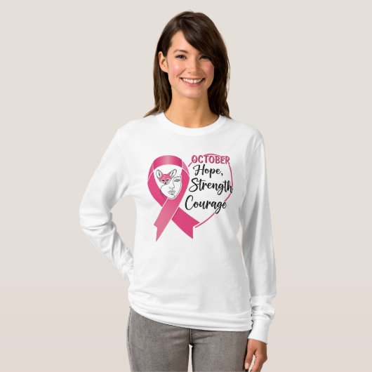 Oktober Hoop Kracht Moed – Pink Ribbon Award T-shirt (Voorkant volledig)