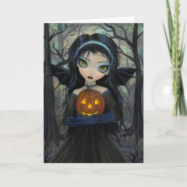 Oktober Houten Vampier Groot-Oog Halloween Kaart
