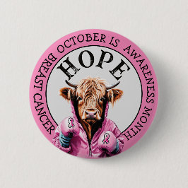 Oktober is borstkankerbewustwording koe Hoopteken Ronde Button 5,7 Cm