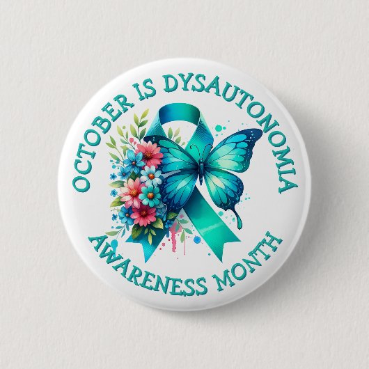 Oktober is de maand van het Dysautonomia bewustzij Ronde Button 5,7 Cm (Voorkant)